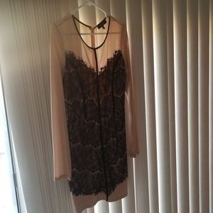 Angl Nude mesh and black lace dress